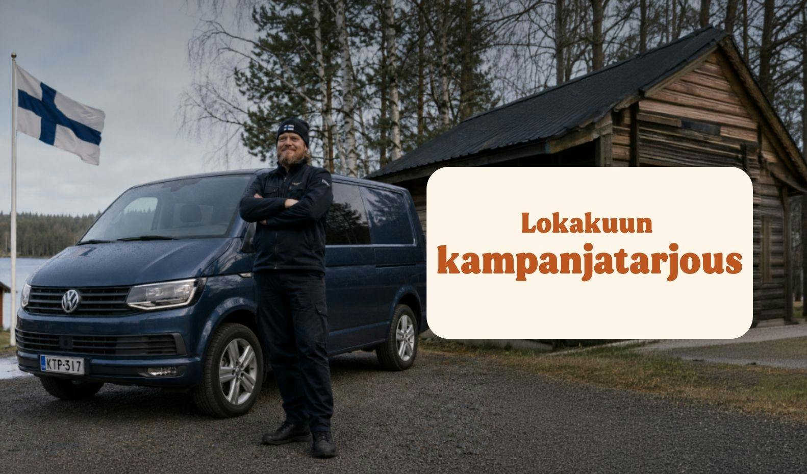 Mies seisoo pakettiauton edessä