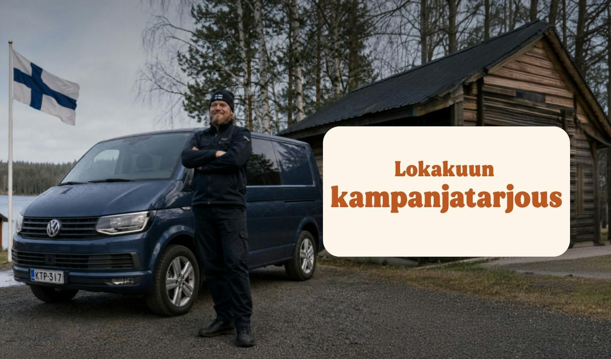 Mies seisoo pakettiauton edessä